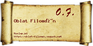 Oblat Filomén névjegykártya